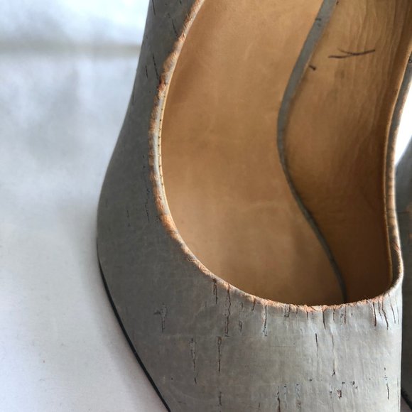 L.A.M.B. Pumps Jocelyn Grey Cork Stiletto Heel - Picture 7 of 8